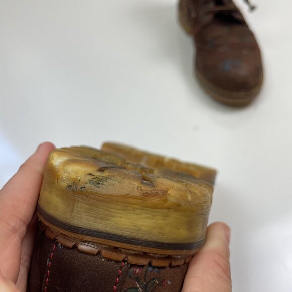 Roccia Women's Lace Up Combat Boots size 6.5 Italian Leather with Flowers EU 37 - Picture 13 of 16